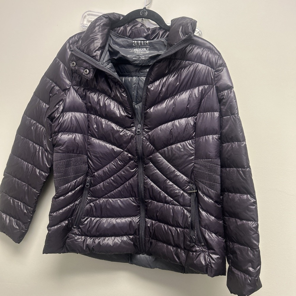 A.N.A  Packable Premium Down Puffer Jacket Purple Hooded Womens XL